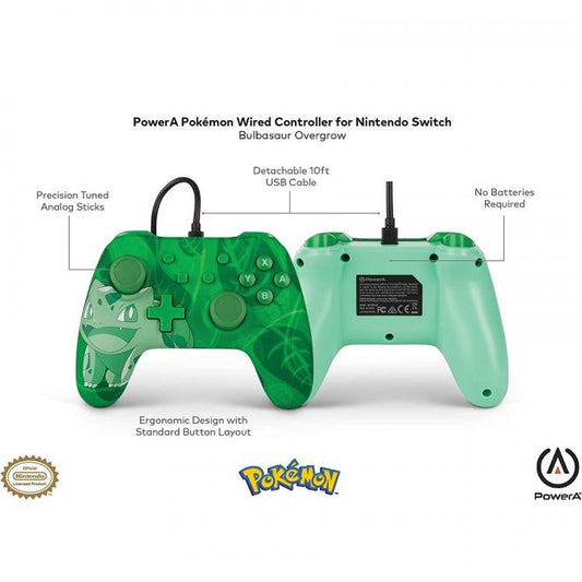Powera Wired Controller Nintendo Switch Bulbasaur Pokemon Verde Joystick Pad