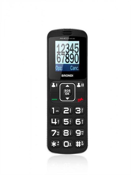 BRONDI AMICO HOME NERO CELLULARE GSM DUAL SIM ANZIANI TASTI GRANDI SOS TELEFONO