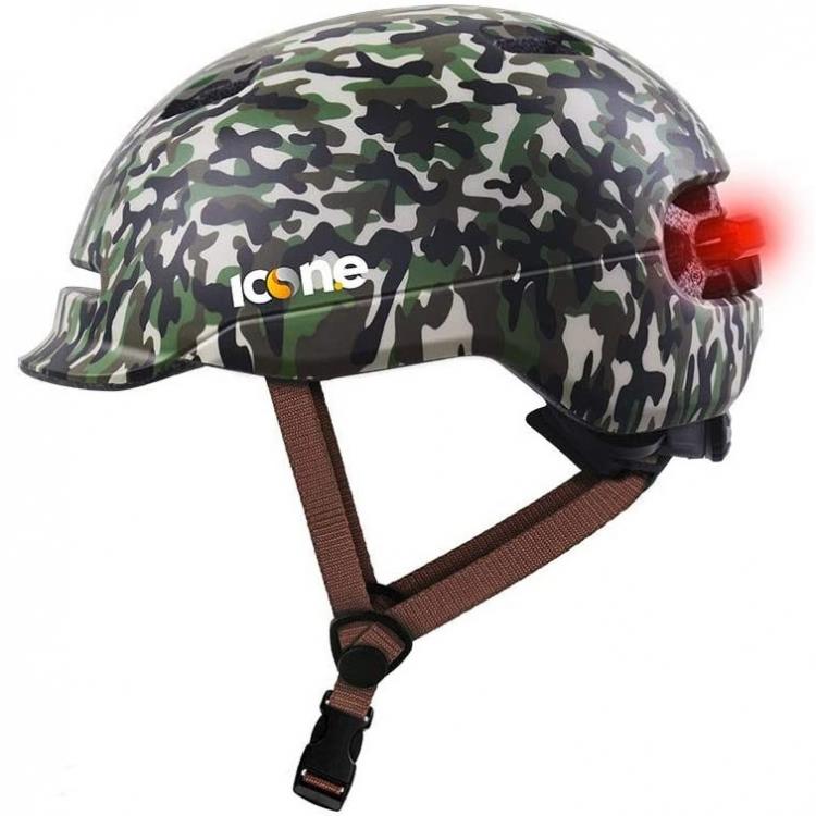 The One Casco Unisex Protezione Bici Con Luce Led Posteriore Camouflage Green