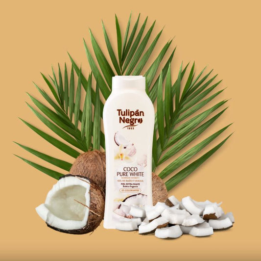 Tulipan Negro Shower Gel Bagno (Cocco Bianco Puro) Bagnoschiuma Bianco 650Ml