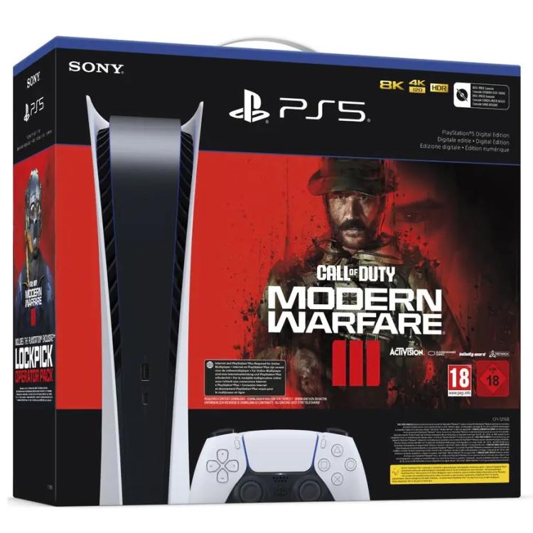 Sony Console Playstation 5 Digital Slim 1Tb Ps5 White+ Call Of Duty Mwiii Vch Eu