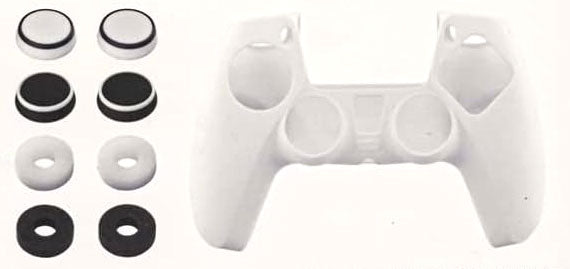 Panthek Full Kit Skin Ps5 + Gommini Black & White Cover Controller Dualsense