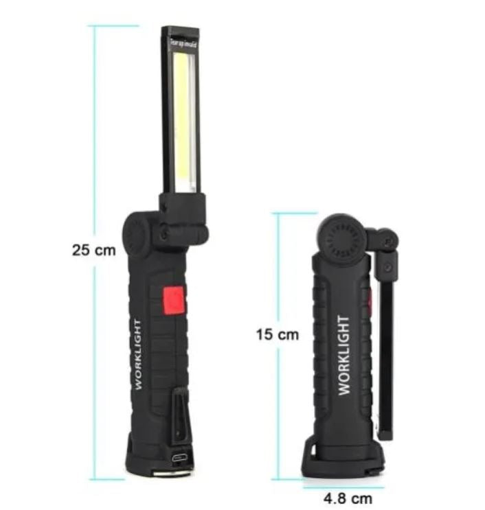 Lampada Torcia Led Lavoro Gancio Calamita Portatile Ricaricabile Officina Pesca