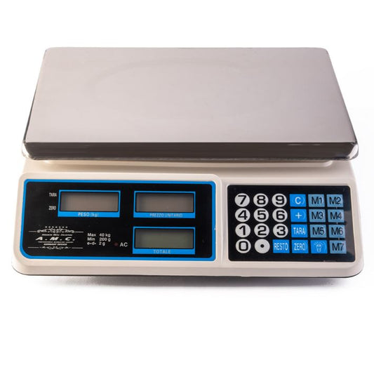 BILANCIA ELETTRONICA DIGITALE PROFESSIONALE PIATTO ACCIAIO INOX MAX 40KG - 5GR