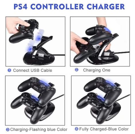 BASE DI RICARICA PER 2 CONTROLLER PLAYSTATION 4 CARICATORE DUALSHOCK V2 PS4 DOCK