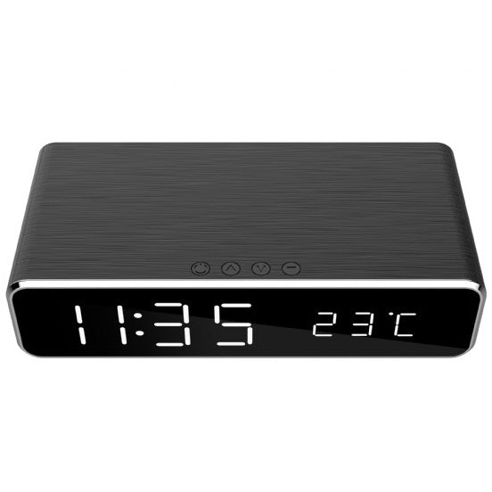 Gembird Sveglia Digitale Funzione Caricatore Wireless Ricarica Smartphone Nera