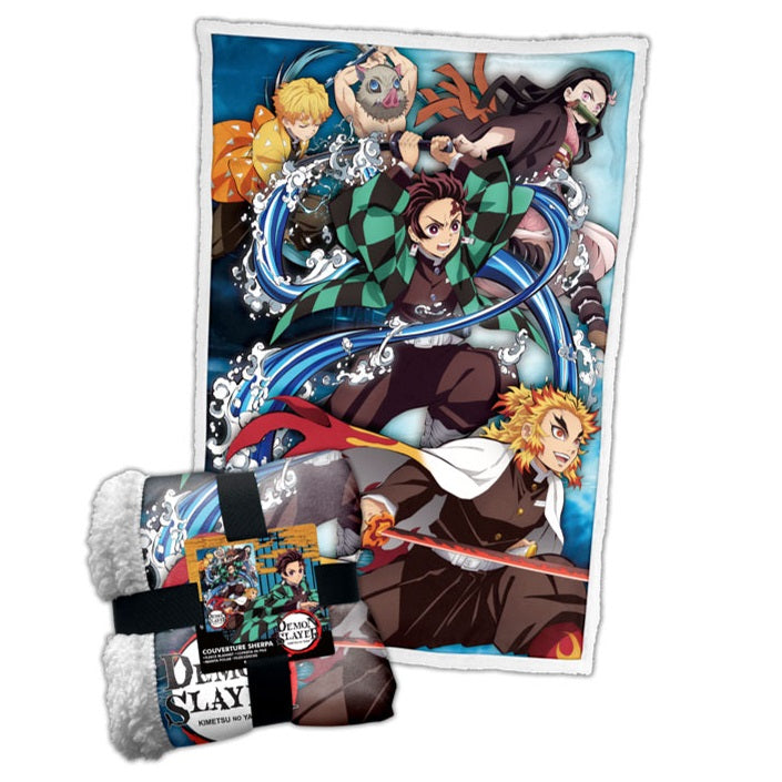 Coperta Sherpa Demon Slayer (Personaggi Tanjiro Pilastri) Plaid Pile 100x150cm
