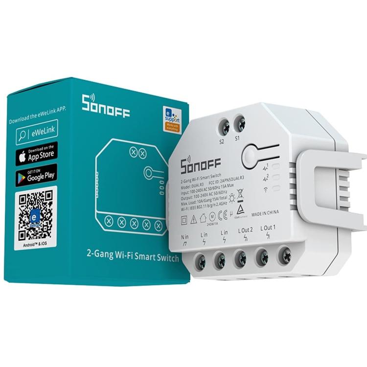 Sonoff Dual R3 Controllo Vocale Consumi Tapparelle 2 Canali Wifi Domotica Alexa