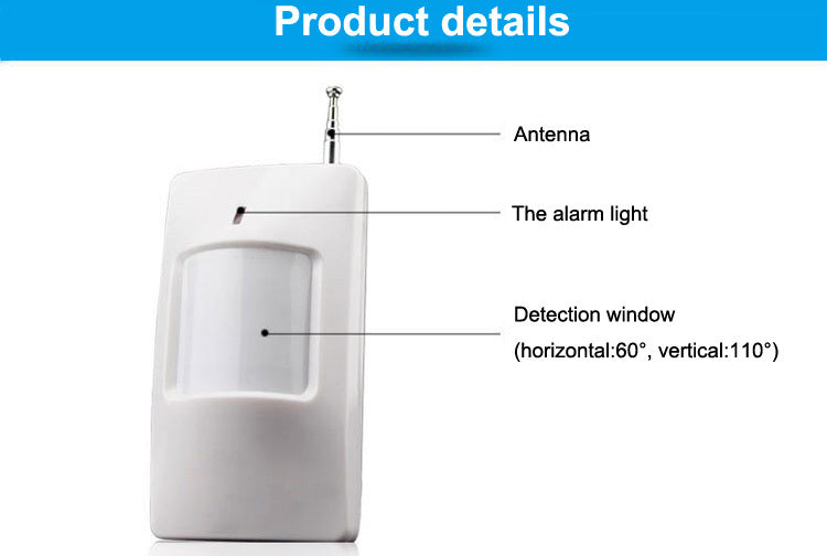 Sensore Di Movimento Pir Volumetrico Wireless Allarme Antifurto Freq. 315/433Mhz