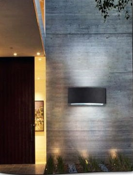 Plafoniera Da Esterno Applique Doppia Luce Acciaio Vetro E27 Lampada Led | Nero