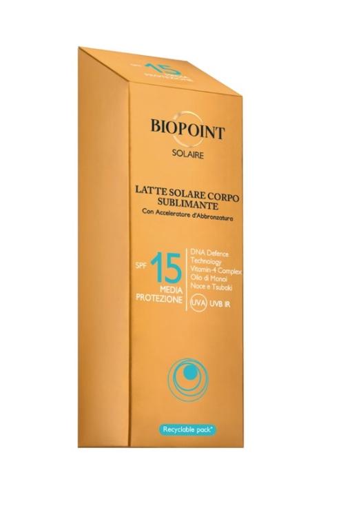 BIOPOINT - Latte Solare Corpo Sublimante Alta Protezione SPF15 Tubo da 200ml