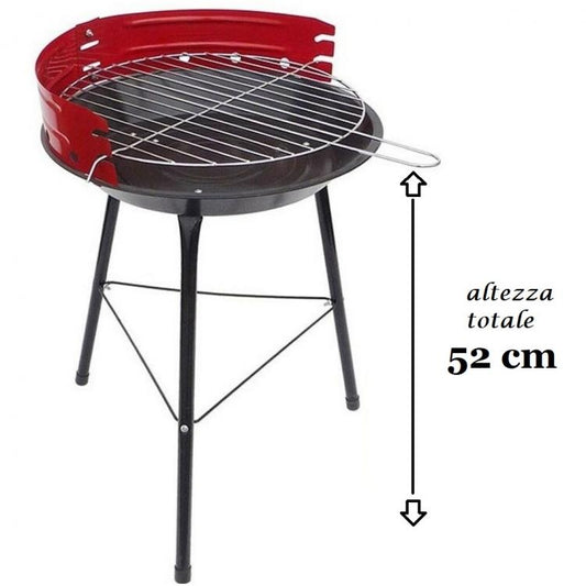 BBQ BARBECUE TONDO A CARBONELLA LEGNA METALLO GIARDINO GRIGLIA PARAVENTO GRILL