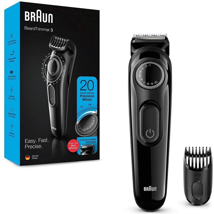 Braun Beard Trimmer 3 Rasoio Elettrico Ricaricabile Tagliacapelli Regolabarba
