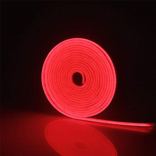 Kit 5M Striscia Strip Flex Led Bobina Neon Flessibile Tubo Esterno Rosso