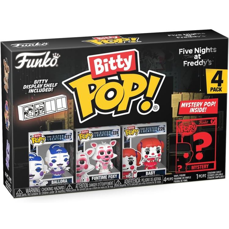 Funko Bitty Pop! Fnaf 4Pack - Ballora/Funtime Foxy/Baby + Figure Mystery Vinyl