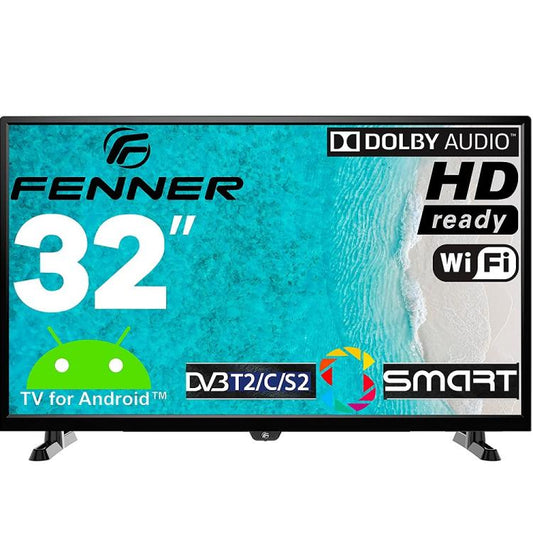 Fenner Smart Tv 32" Hd Android Quadcore Dvb-T2-S2 Wifi Dolby Hevc 10Bit H265