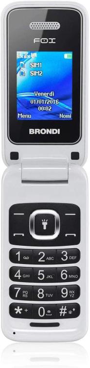 BRONDI FOX BIANCO TELEFONO CELLULARE DUAL SIM 1.77 RADIO FM GSM BLUETOOTH 1.3MP