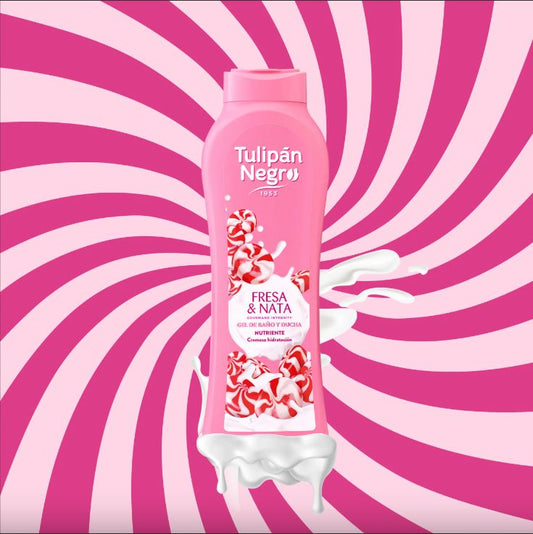 Tulipan Negro Shower Gel Bagno (Panna E Fragole Dolci) Bagnoschiuma Fucsia 650Ml