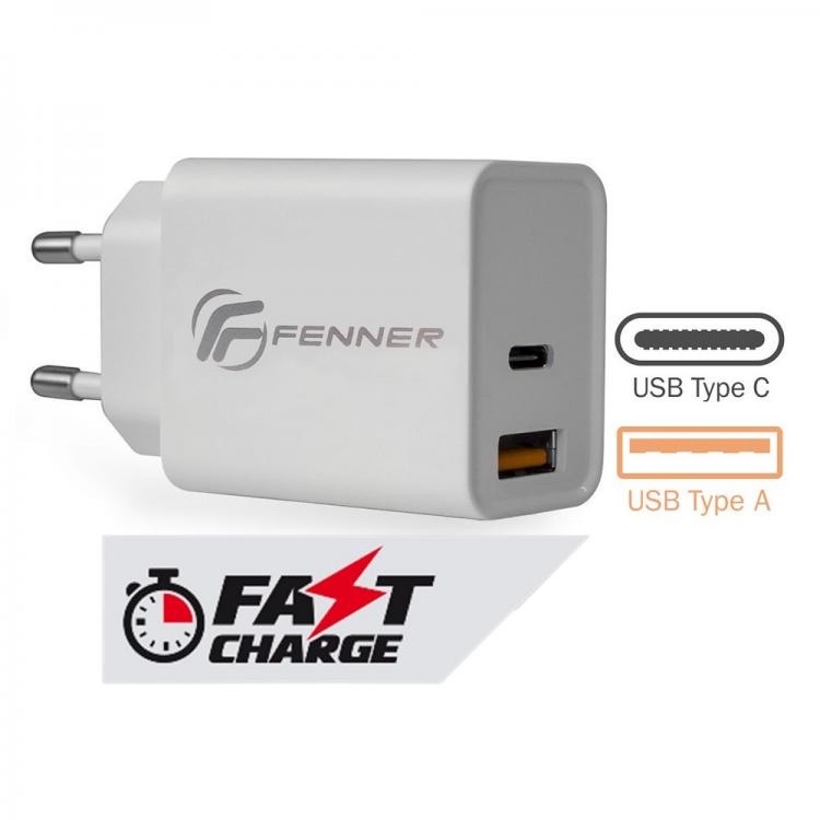 Fenner Caricabatterie Universale Type-C Usb Fast Charge Samsung Huawei Xiaomi