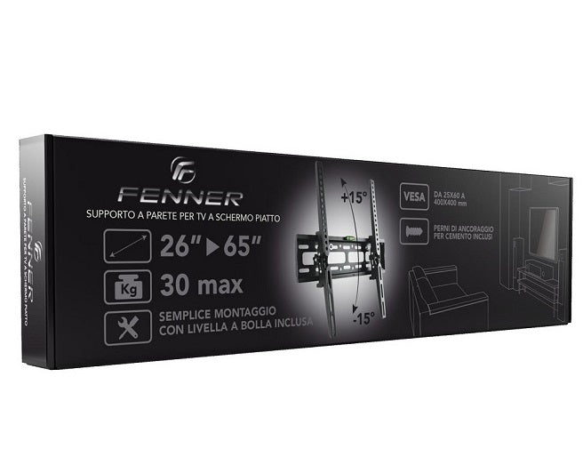 Fenner Staffa Tv Da 26"A 65" 50Kg 32"-40" Inclinabile Nero Supporto Per Smart Tv
