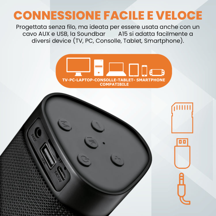 Fenner Tech Speaker Soundbar Bluetooth Tf/Usb/Fm/Aux Smartphone Tv Pc Black