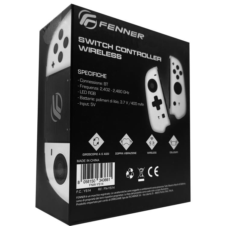 Fenner Nintendo Switch Tech Controller Joy Con Wireless White Senza Fili