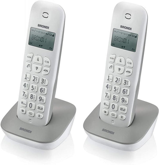 BRONDI GALA TWIN TELEFONO CORDLESS DOPPIO PORTATILE UFFICIO CASA BIANCO/GRIGIO