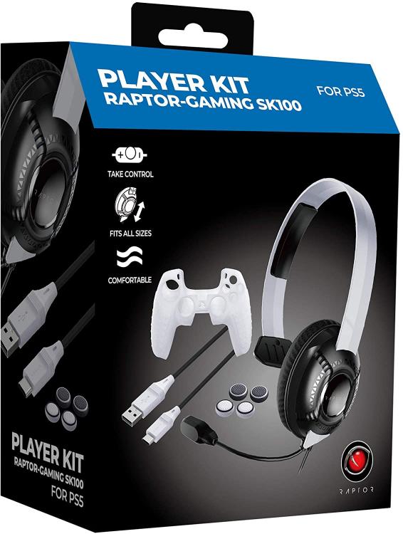 Raptor Gaming Player Kit Ps5 Bundle Con Cuffia Mono Play Station 5 Bianco/Nero
