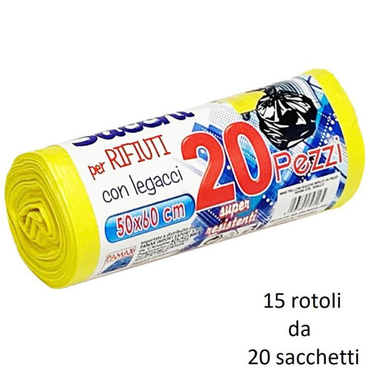 300 BUSTE SACCHI SACCHETTI RIFIUTI SPAZZATURA RACCOLTA DIFFERENZIATA 50X60cm GLL