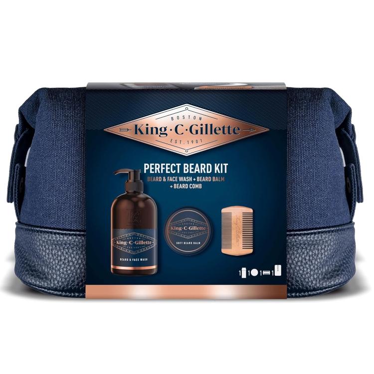 King C Gillette Kit Confezione Regalo Pettine/Balsamo Barba/Detergente Viso Uomo