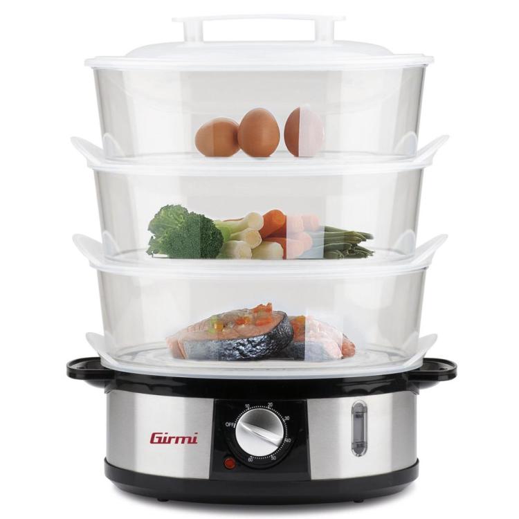 Girmi Vp26 Vaporiera Elettrica 3 Piani Acciaio Inox 12L 3X4L 750W Pentola Vapore