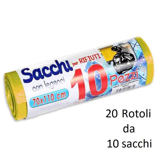 200 BUSTE SACCHI SACCHETTI RIFIUTI SPAZZATURA RACCOLTA DIFFERENZIATA 70X110cm GL