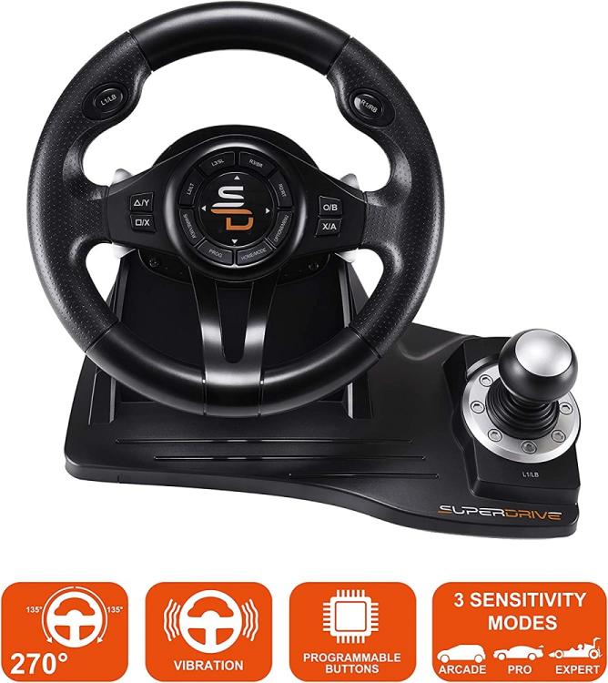 Superdrive Volante Racing Drive Pro Gs500 Leva Cambio Pedali Ps4-Xbox One-Pc-Ps3