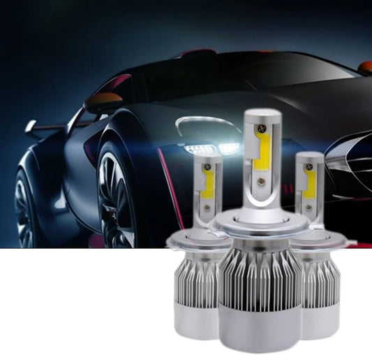 COPPIA LAMPADE LED DA AUTO FARI H4 MOTO KIT LAMPADINE 36W LUCE BIANCA 6000K FARO