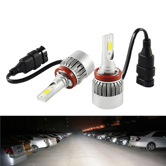 COPPIA LAMPADE LED AUTO FARI H8 H9 H11 MOTO LAMPADINE 36W LUCE BIANCA 6000K FARO