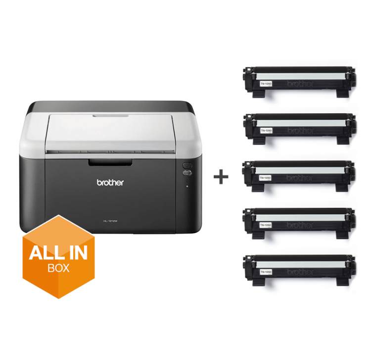 BROTHER STAMPANTE LASER B/N USB 2.0 WI-FI 20PPM HL-1212W + KIT 5 TONER INCLUSI