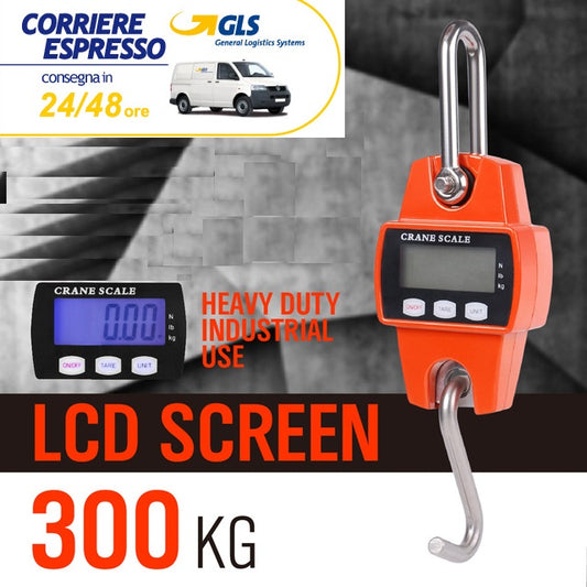 BILANCIA DINAMOMETRO SOSPESA DIGITALE 300 KG DA GRU A MOLLA GANCIO INDUSTRIALE