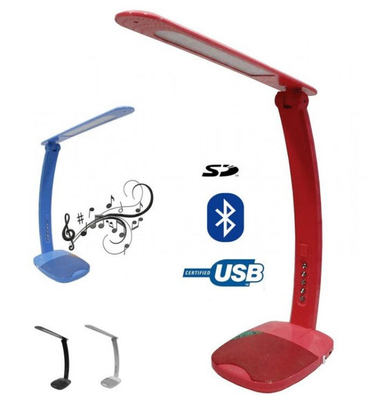 Lampada Da Tavolo Smart Led + Speaker Bluetooth Usb Sd Vivavoce Radio Ufficio