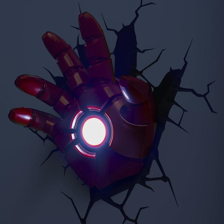 Marvel Lampada A Muro - Mano Iron Man 3D Deco Light Applique Led + Sticker