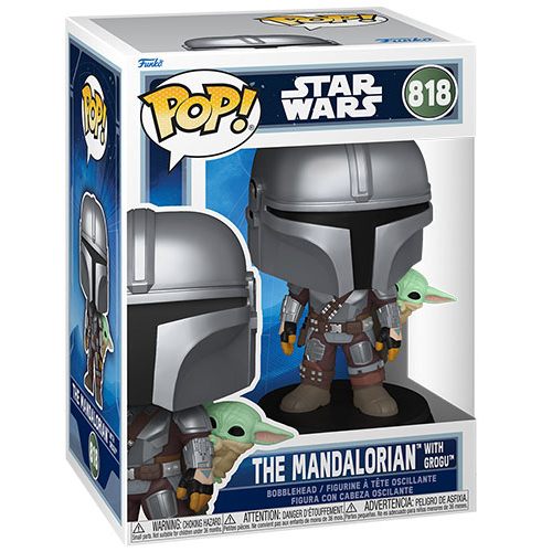 Funko Pop! Star Wars - (818) The Mandalorian w/Grogu (On Back) Vinyl Figure 9cm