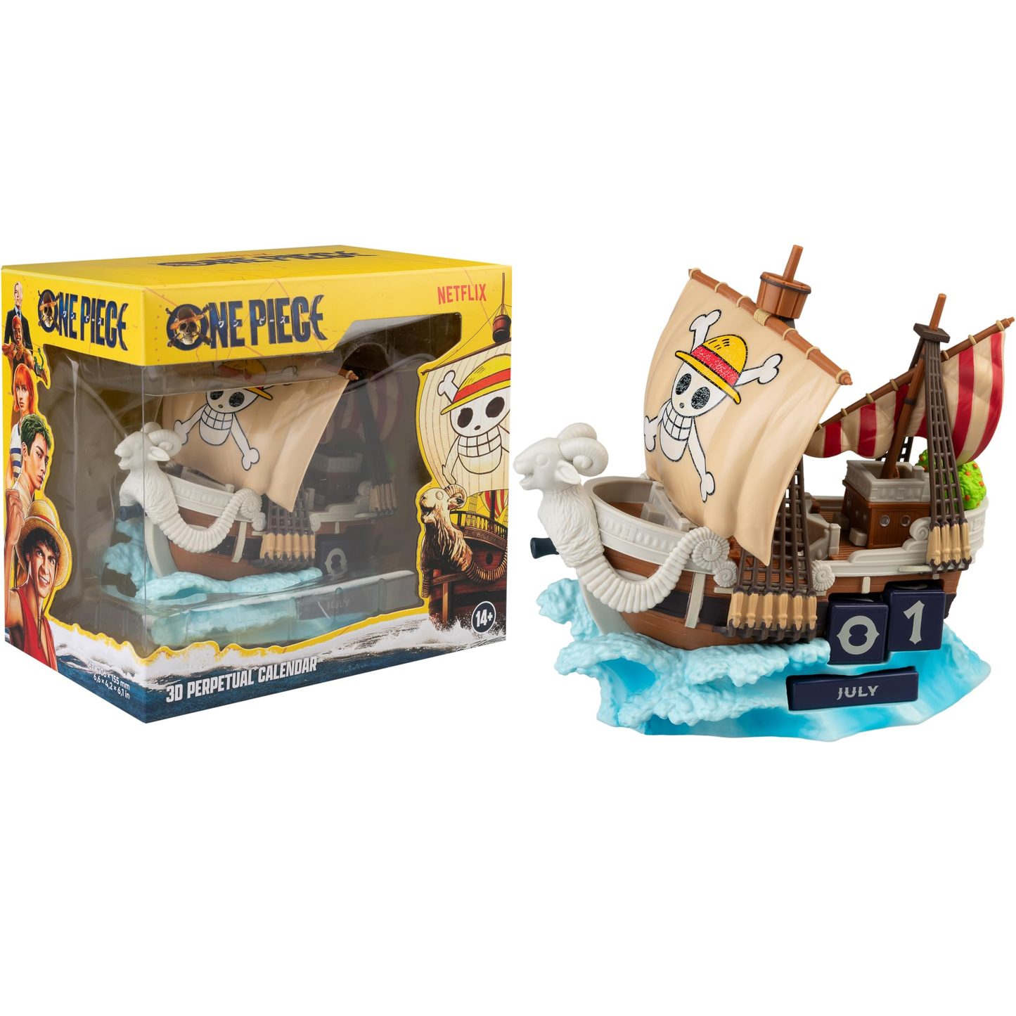 Calendario Perpetuo - One Piece (Going Merry) 3D da Tavolo - Figure PVC Statua Gadget Decorazione per Scrivania Fans: Regalo