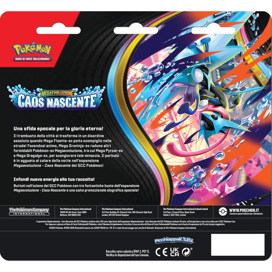 Pokémon: Blister 3 Buste + Carta Promo Megaevoluzione - Caos Nascente GCC (Edizione Italiana)