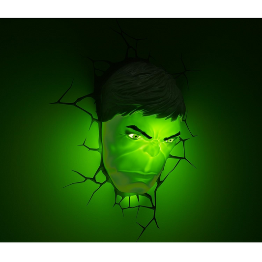 Marvel Avenger Lampada Muro Hulk Face 3D Deco Light Led Bulbs + Crack Sticker