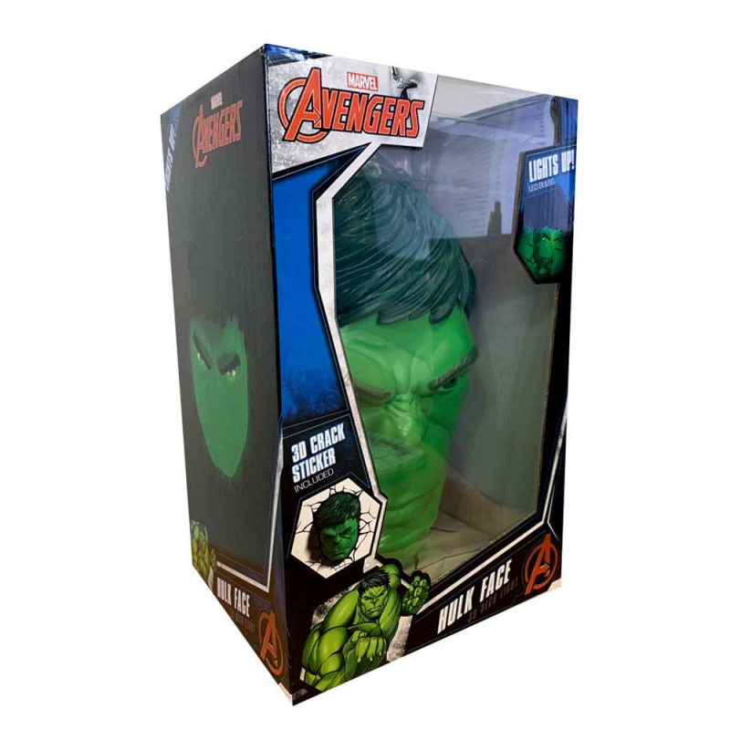 Marvel Avenger Lampada Muro Hulk Face 3D Deco Light Led Bulbs + Crack Sticker