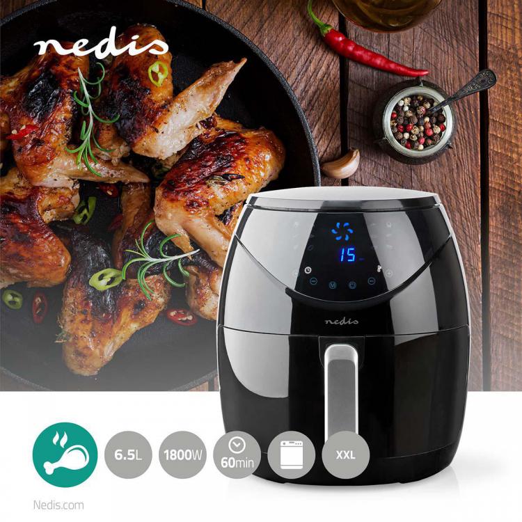 Nedis Friggitrice Ad Aria Calda Digitale Senza Olio 6.5 Lt Forno Con Timer 1800W