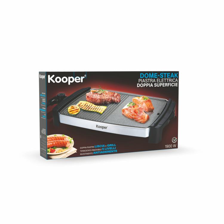 Kooper Piastra Antiaderente Elettrica Doppia Superficie Liscia / Grill 1900W