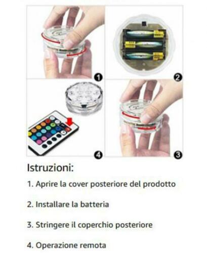 Faretto Lampada 10 Led Multicolor Sommergibile Impermeabile Per Piscina Acquario