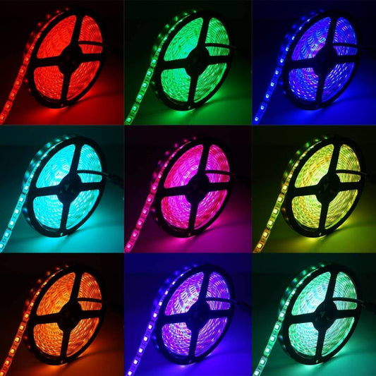 Striscia Strip Led 5050 Luce Multicolore Rgb 5M Metri + Controller Alimentatore