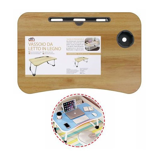 Tavolino Pieghevole Da Letto Vassoio Colazione Studio Tablet Pc Notebook Legno