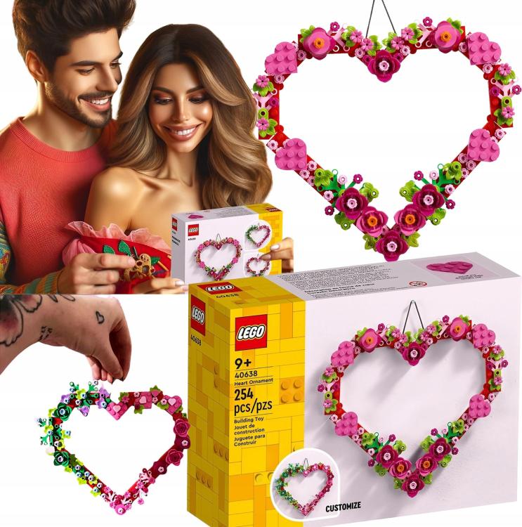 Lego - Cuore Ornamentale Flowers Fiori 40638 Decorazione Casa Costruzione 20Cm